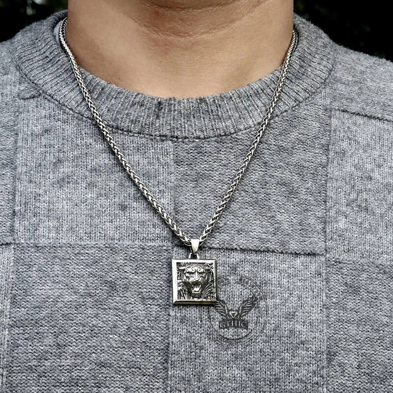 Bamboo Tiger Stainless Steel Square Pendant sold by GTHIC product image thumbnail 2