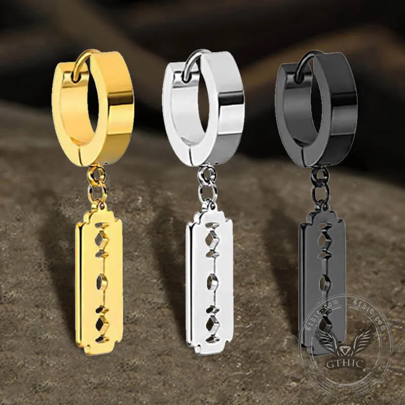 Punk Razor Blade Stainless Steel Hoop Earring sold by GTHIC product image thumbnail 2