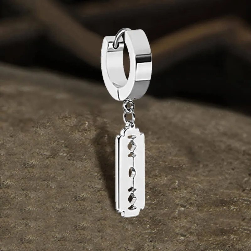 Punk Razor Blade Stainless Steel Hoop Earring sold by GTHIC product image thumbnail 3