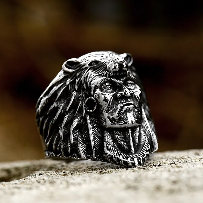 Indian Chief Stainless Steel Tribal Ring sold by GTHIC