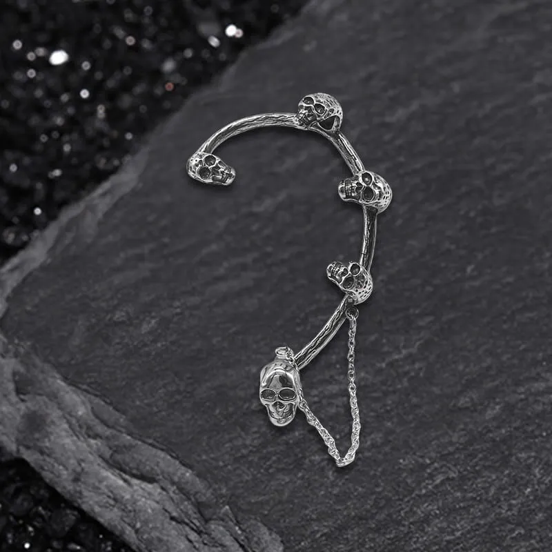 Skull Heads Stainless Steel Ear Cuffs Chain Earrings sold by GTHIC product image thumbnail 3