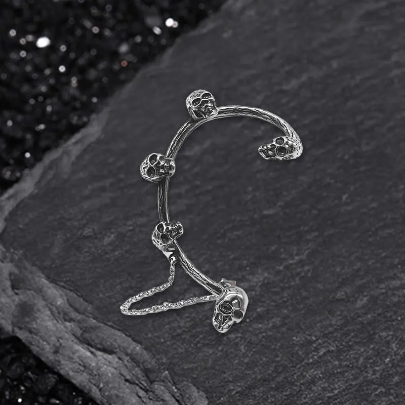 Skull Heads Stainless Steel Ear Cuffs Chain Earrings sold by GTHIC product image thumbnail 4