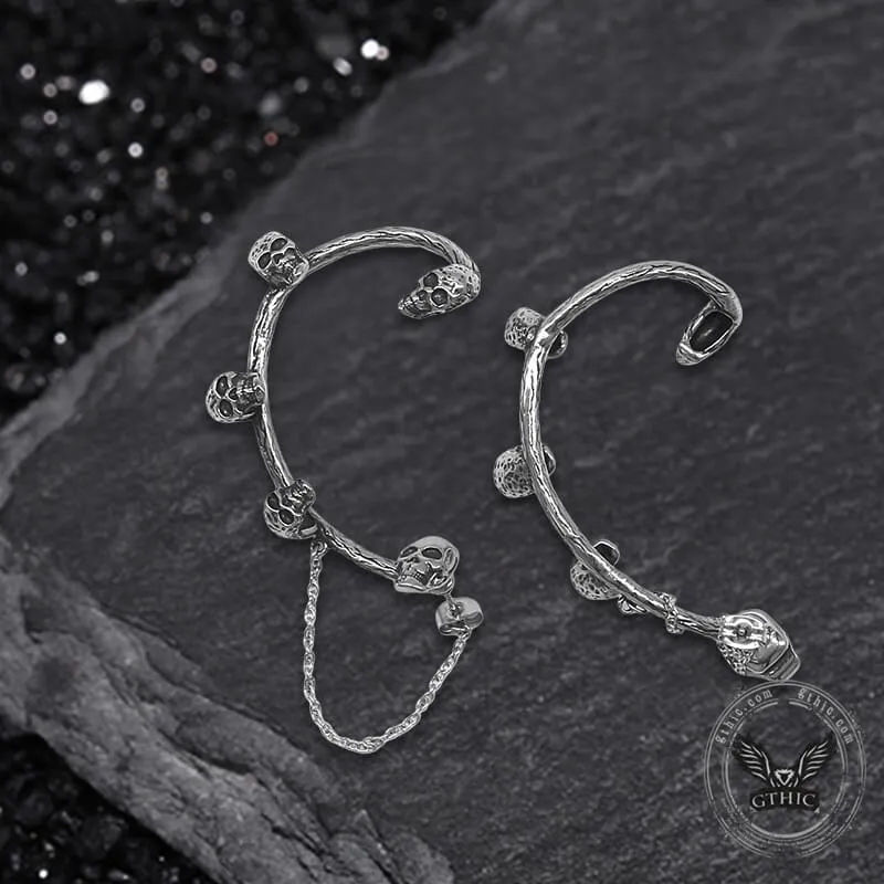 Skull Heads Stainless Steel Ear Cuffs Chain Earrings sold by GTHIC product image thumbnail 5
