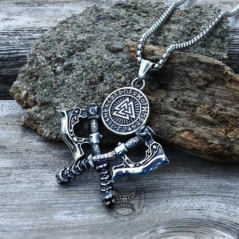 Valknut Battle Axe Stainless Steel Viking Pendant sold by GTHIC product image thumbnail 5