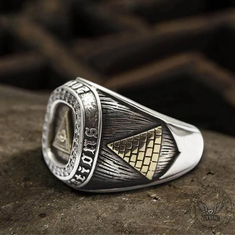 Eye of Providence Sterling Silver Masonic Ring sold by GTHIC product image thumbnail 3