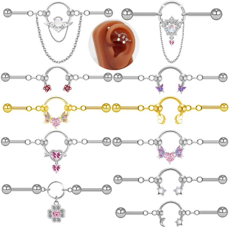 Simple Butterfly Star Stainless Steel Industrial Piercing sold by GTHIC