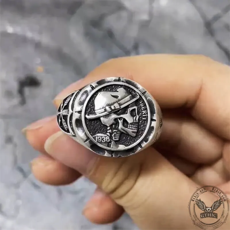 1936 Hobo Nickels Liberty Sterling Silver Skull Ring sold by GTHIC product image thumbnail 3