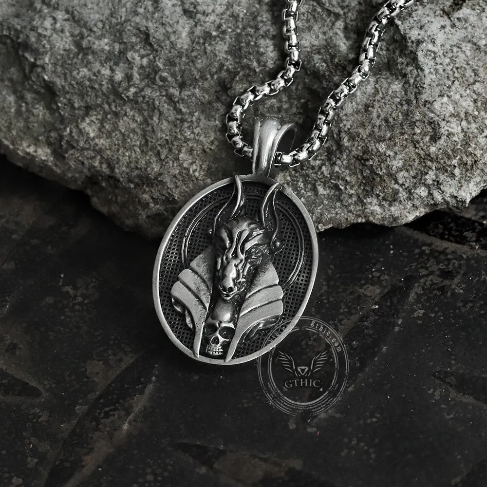 Egyptian God of Death Anubis Pure Tin Skull Necklace sold by GTHIC product image thumbnail 3