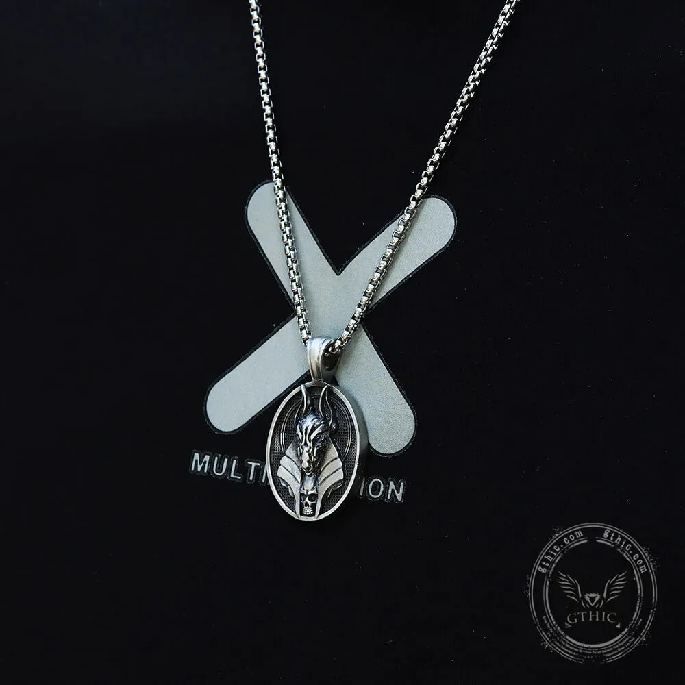 Egyptian God of Death Anubis Pure Tin Skull Necklace sold by GTHIC product image thumbnail 2