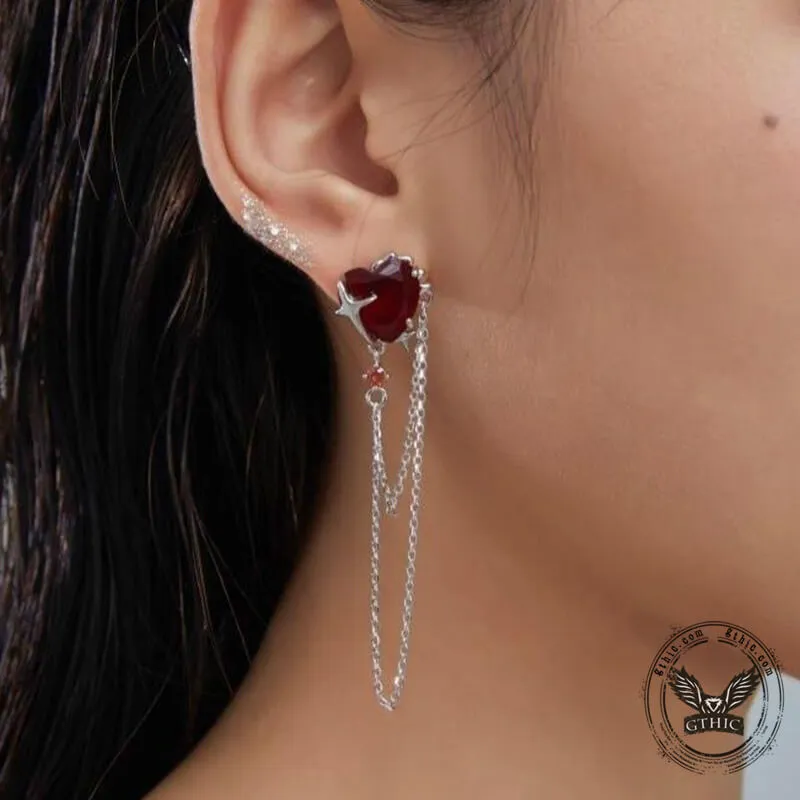 Gothic Heart Tassel Zircon Copper Stud Earrings sold by GTHIC product image thumbnail 3