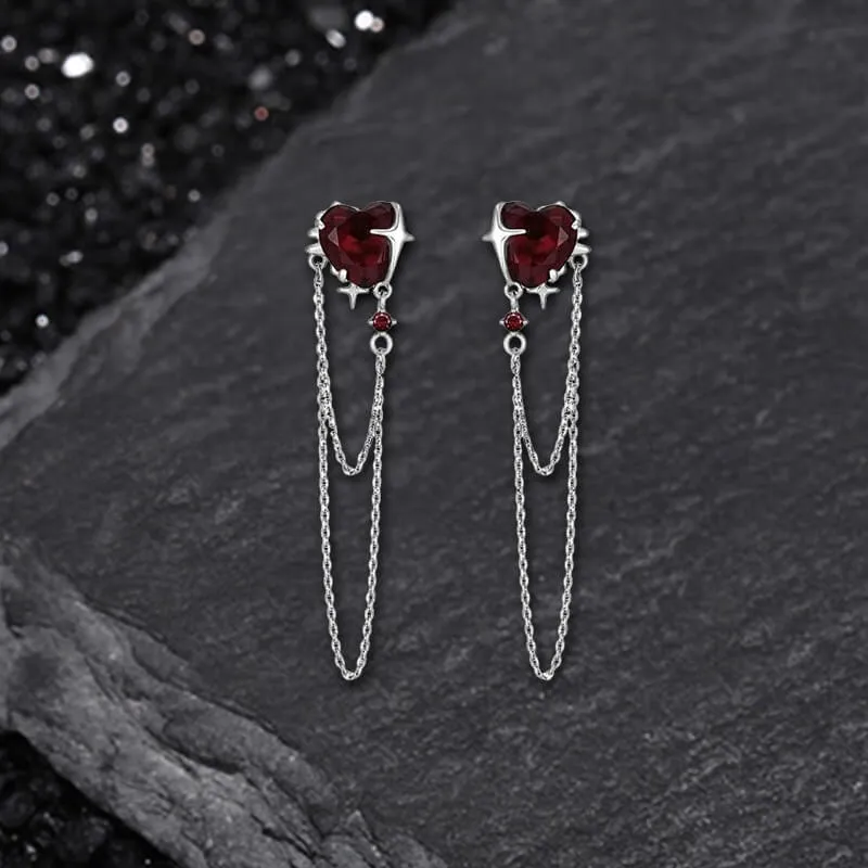 Gothic Heart Tassel Zircon Copper Stud Earrings sold by GTHIC product image thumbnail 5