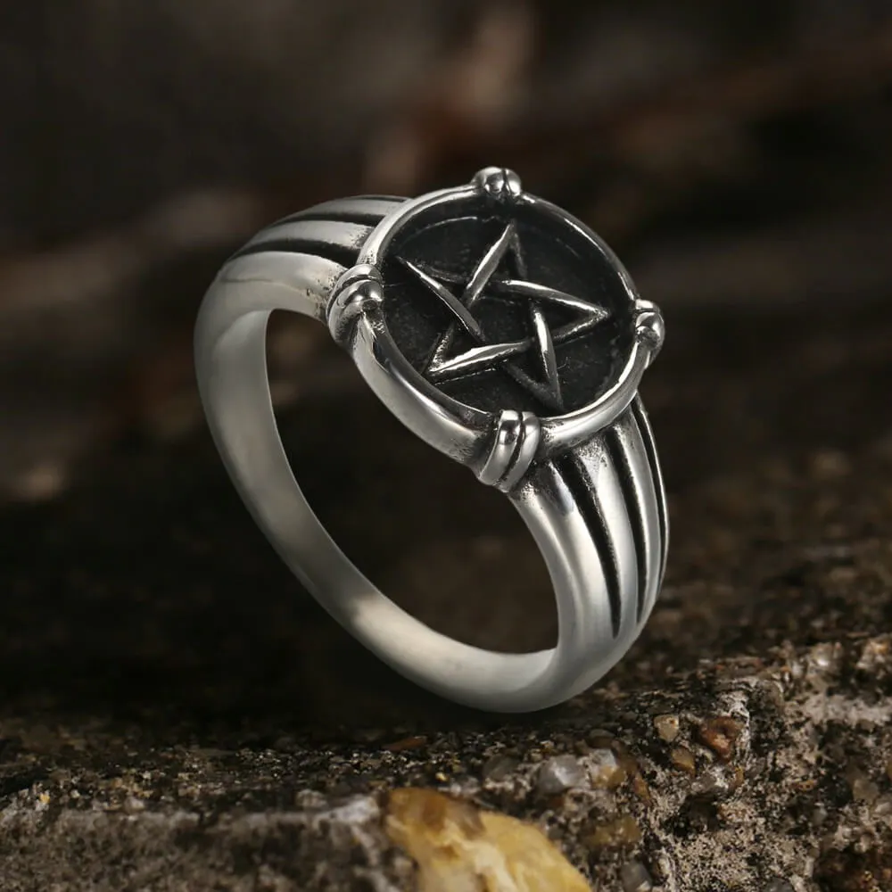 Vintage Five-pointed Star Stainless Steel Ring sold by GTHIC