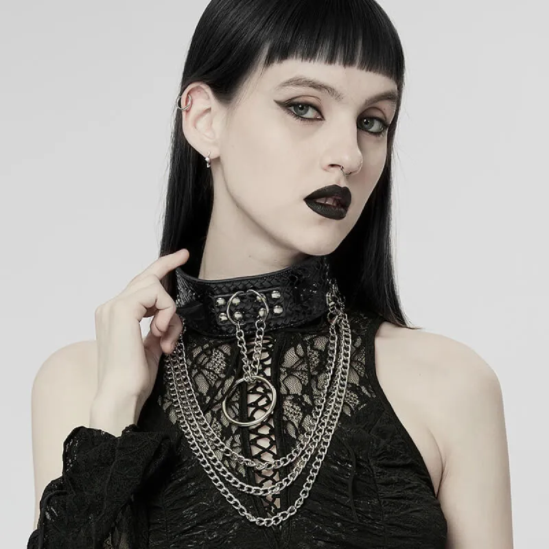 Snake Pattern Rivets Metal Chains Choker Necklace sold by GTHIC