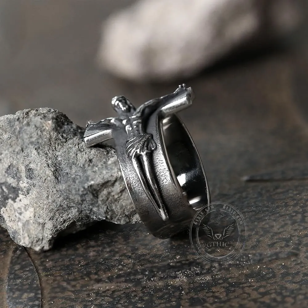 Crucifixion of Jesus Stainless Steel Cross Ring sold by GTHIC product image thumbnail 4
