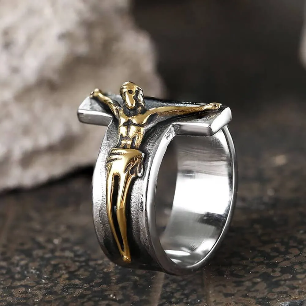 Crucifixion of Jesus Stainless Steel Cross Ring sold by GTHIC product image thumbnail 3