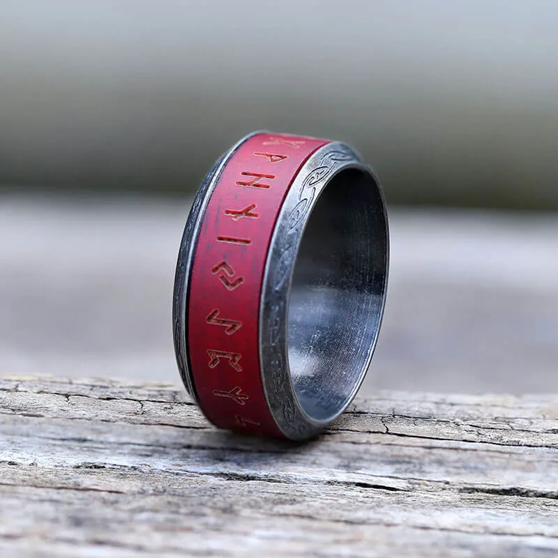 Viking Runes Wood Stainless Steel Spinner Ring sold by GTHIC product image thumbnail 4