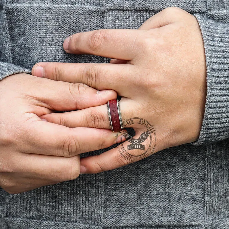 Viking Runes Wood Stainless Steel Spinner Ring sold by GTHIC product image thumbnail 2