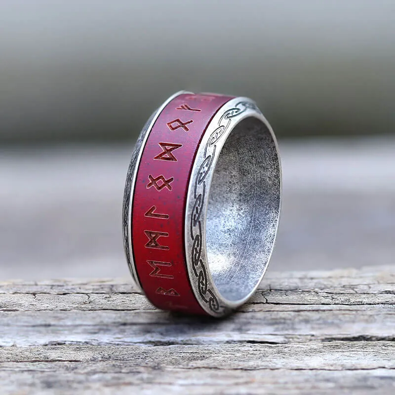 Viking Runes Wood Stainless Steel Spinner Ring sold by GTHIC product image thumbnail 3