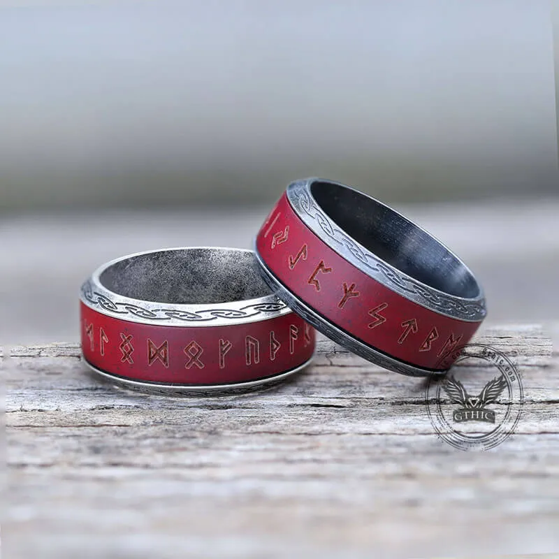 Viking Runes Wood Stainless Steel Spinner Ring sold by GTHIC