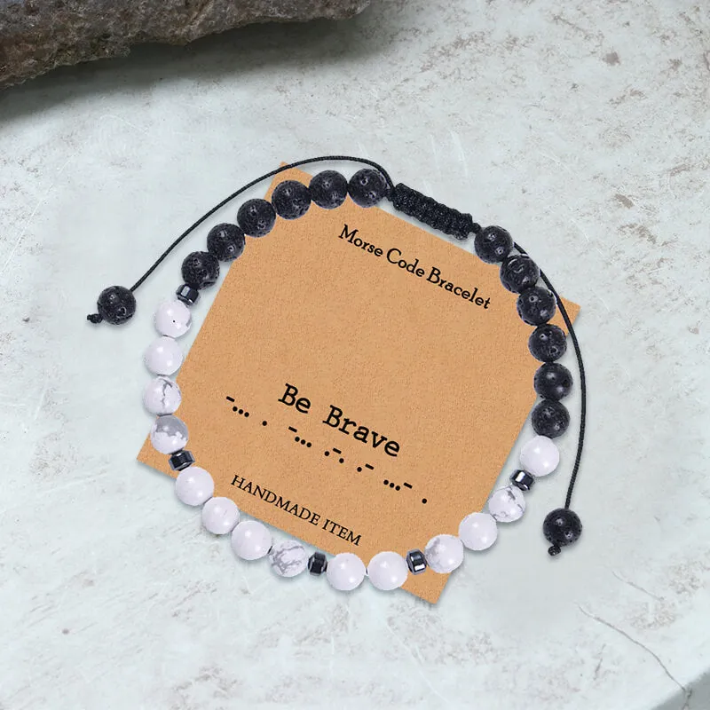 White Turquoise Morse Code Braided Bracelet sold by GTHIC