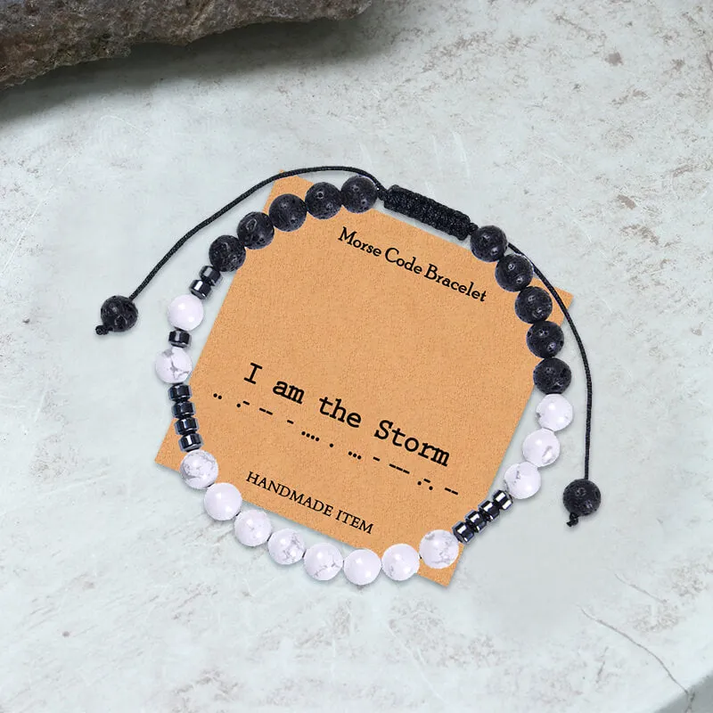 White Turquoise Morse Code Braided Bracelet sold by GTHIC product image thumbnail 5