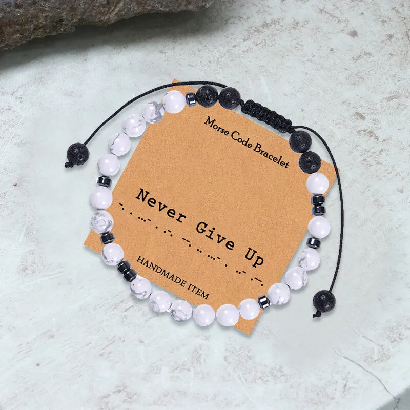 White Turquoise Morse Code Braided Bracelet sold by GTHIC product image thumbnail 3