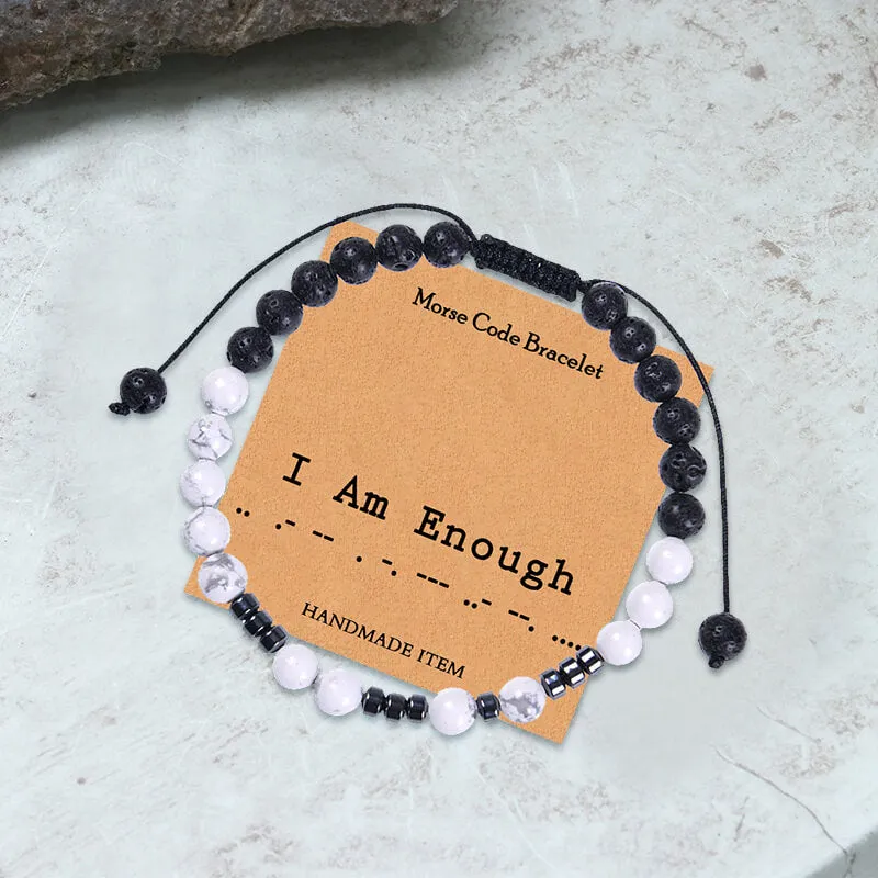 White Turquoise Morse Code Braided Bracelet sold by GTHIC product image thumbnail 4