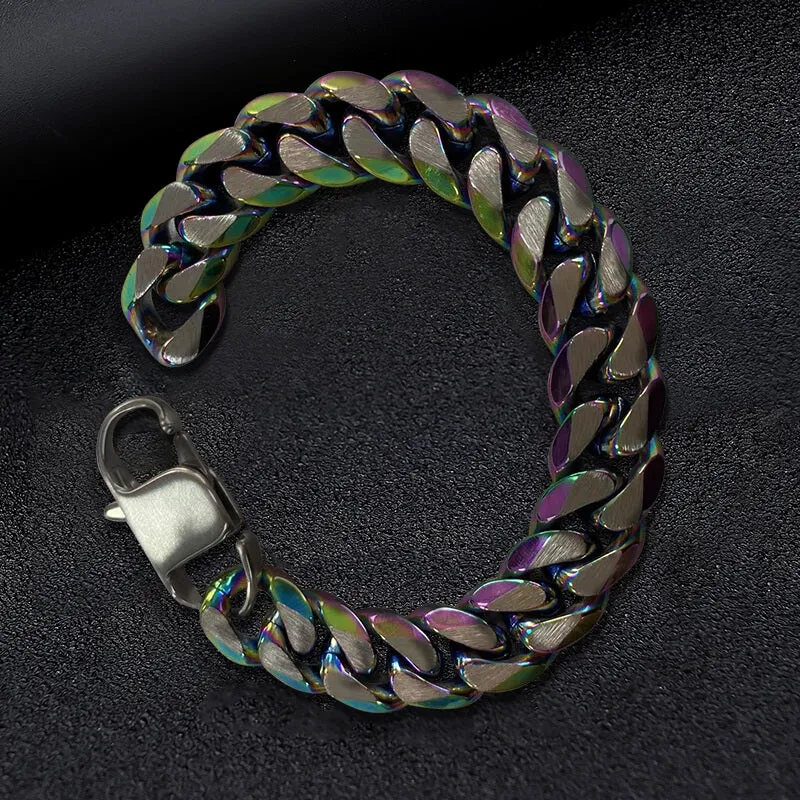 Simple Two-tone Cuban Link Stainless Steel Bracelet sold by GTHIC product image thumbnail 4