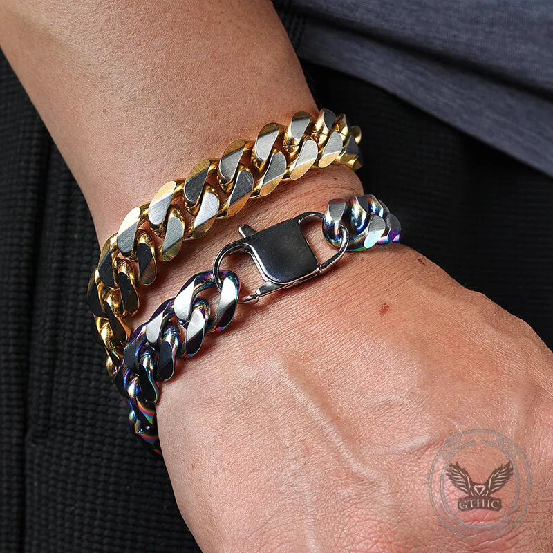 Simple Two-tone Cuban Link Stainless Steel Bracelet sold by GTHIC product image thumbnail 2