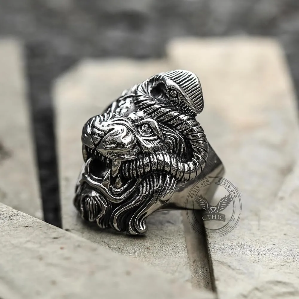 Roaring Lion and Snake Stainless Steel Animal Ring sold by GTHIC product image thumbnail 2