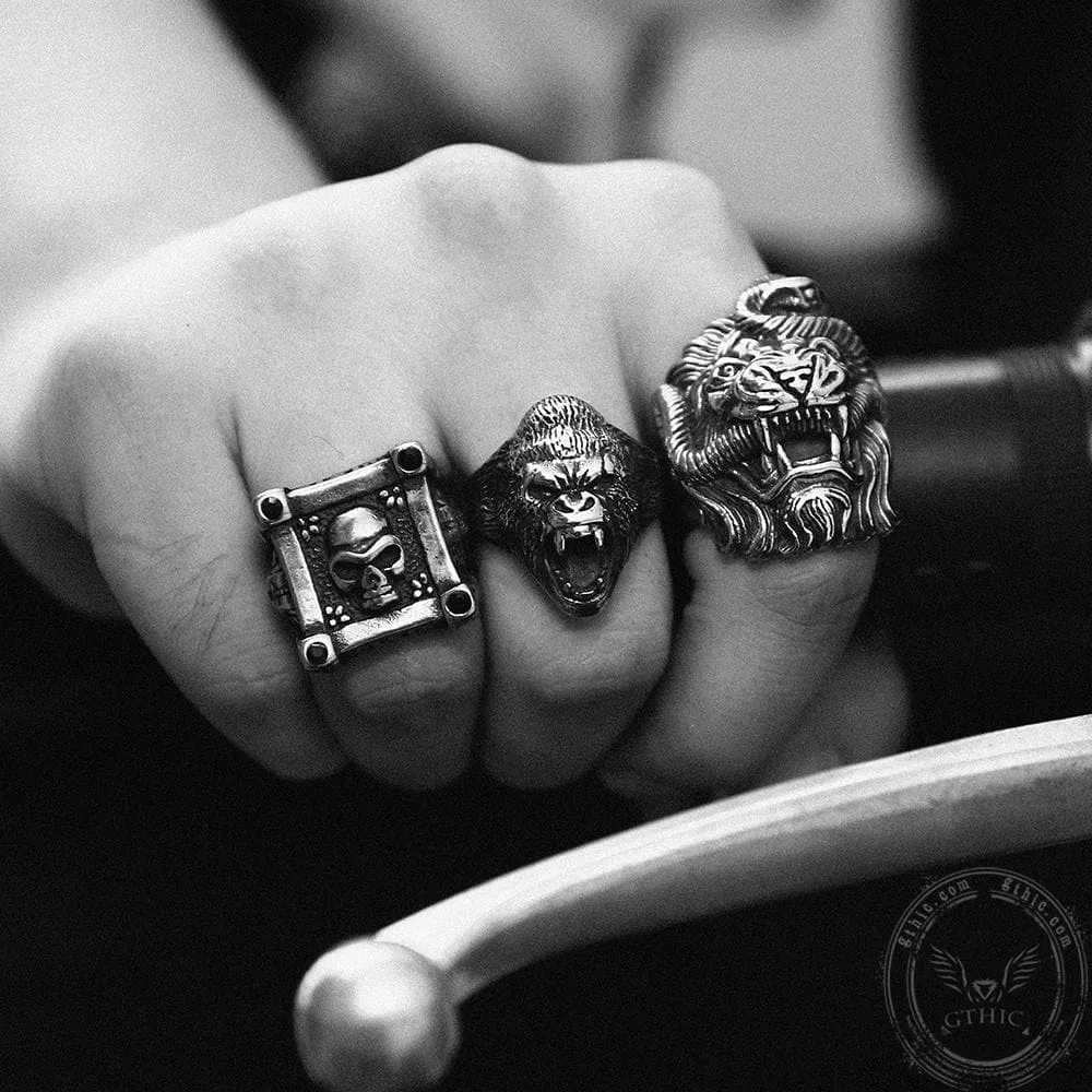 Roaring Lion and Snake Stainless Steel Animal Ring sold by GTHIC product image thumbnail 3