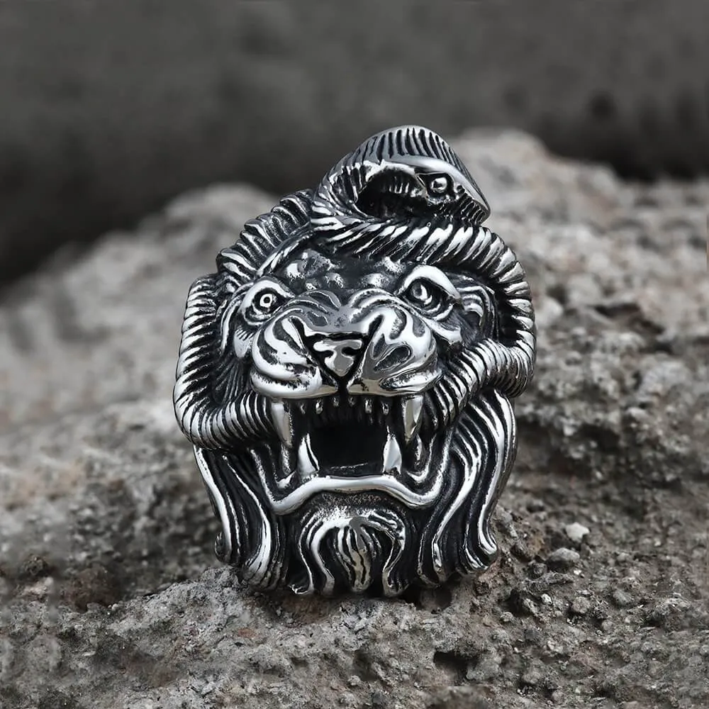 Roaring Lion and Snake Stainless Steel Animal Ring sold by GTHIC product image thumbnail 5