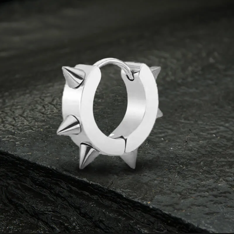 Punk Style Stainless Steel Spike Huggie Earrings sold by GTHIC product image thumbnail 3