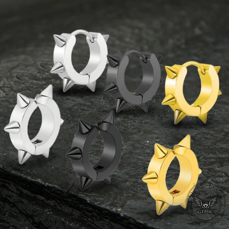 Punk Style Stainless Steel Spike Huggie Earrings sold by GTHIC