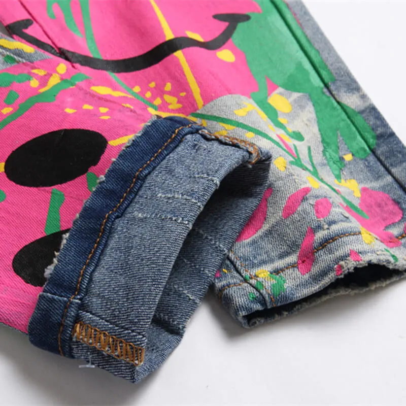 Retro Blue Graffiti Printed Cotton Pants sold by GTHIC product image thumbnail 3