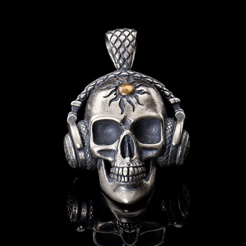 Punk Headphones Sterling Silver Skull Pendant sold by GTHIC