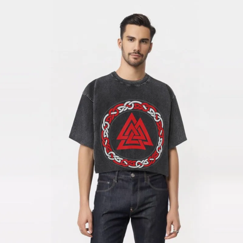 Viking Symbol Valknut Totem Washed T-shirt sold by GTHIC product image thumbnail 2
