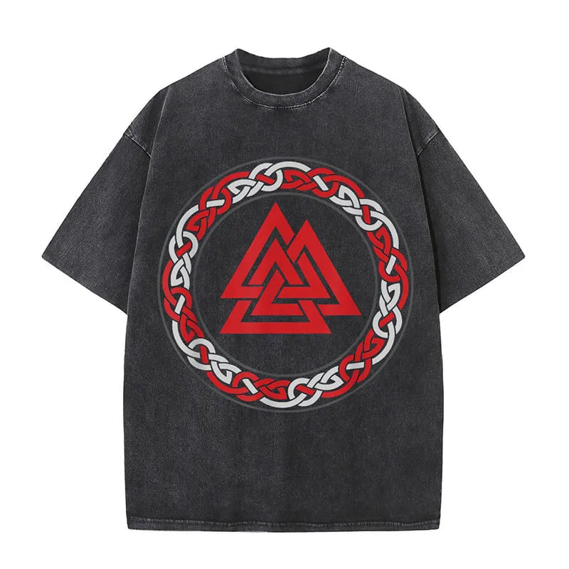 Viking Symbol Valknut Totem Washed T-shirt sold by GTHIC