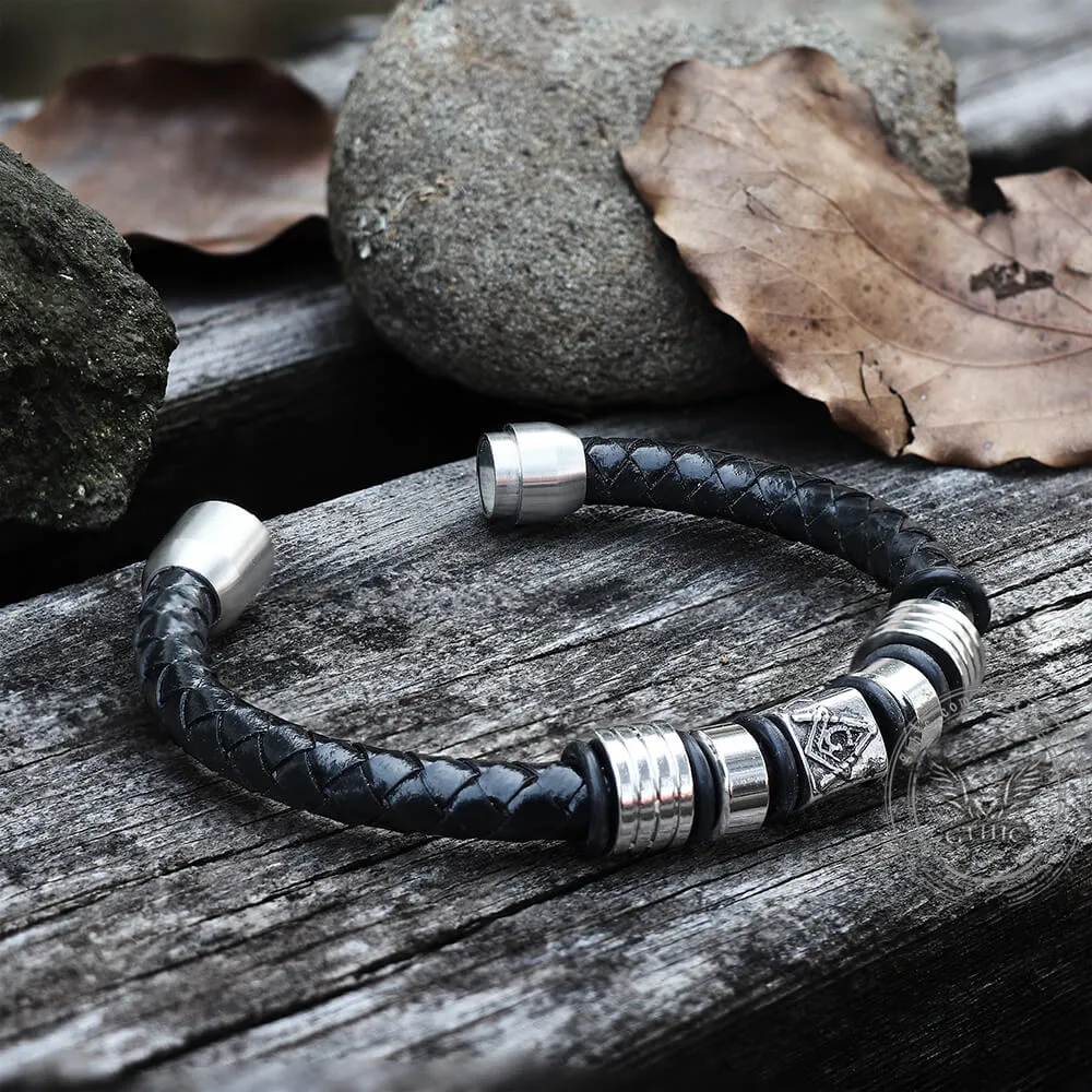 AG Woven Stainless Steel Leather Masonic Bracelet sold by GTHIC product image thumbnail 5