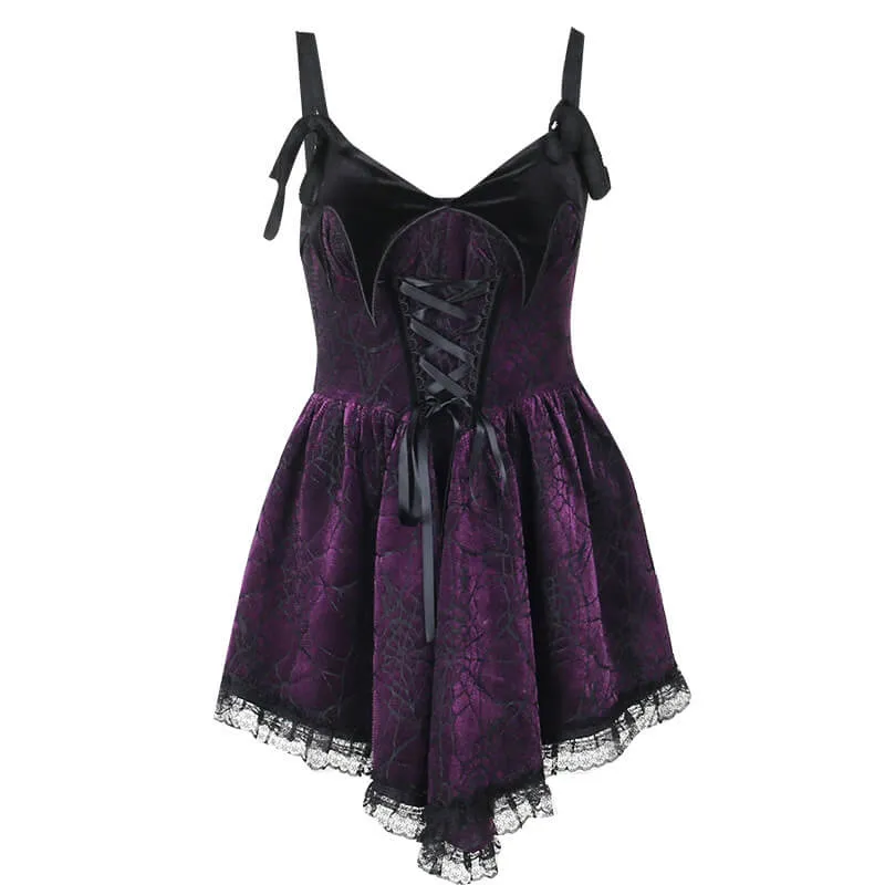 Gothic Lace-up Spider Web A-line Dress sold by GTHIC product image thumbnail 4