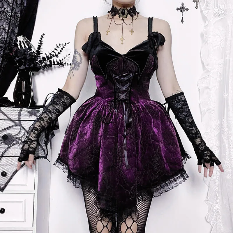 Gothic Lace-up Spider Web A-line Dress sold by GTHIC product image thumbnail 2