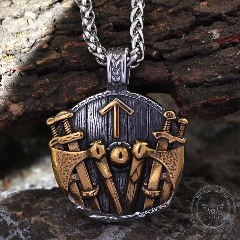 Viking Rune Shield Sword Stainless Steel Pendant sold by GTHIC
