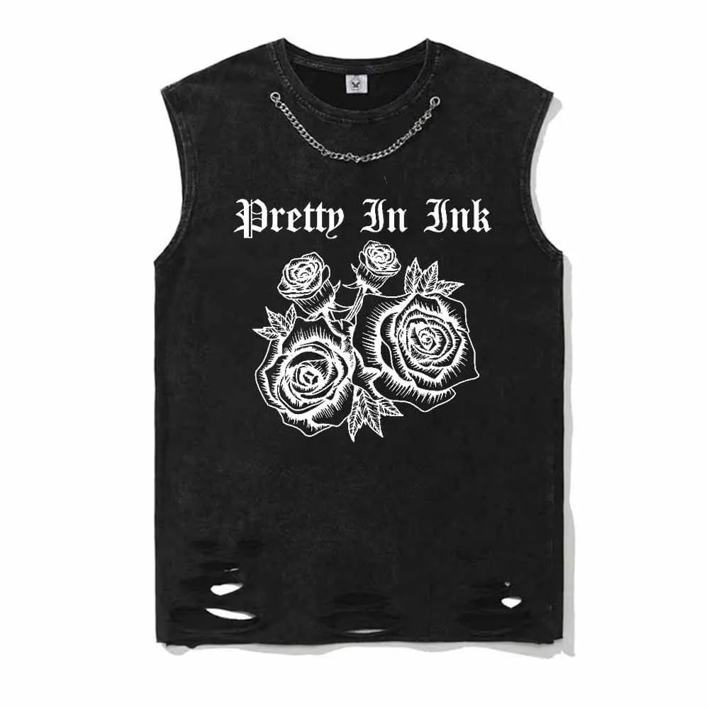 Pretty In Ink Vintage Washed T-shirt Vest Top sold by GTHIC product image thumbnail 2