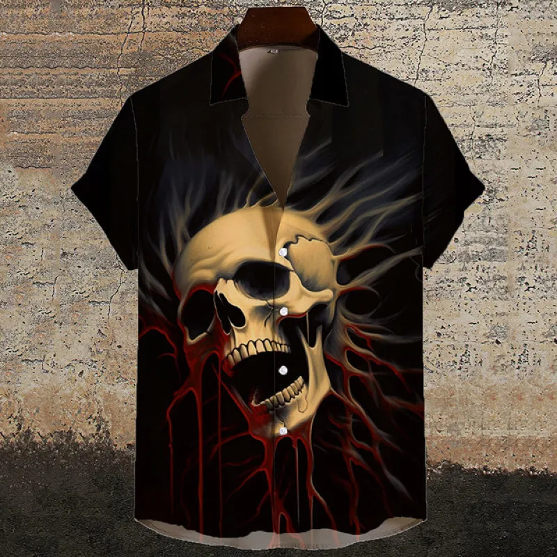 Gothic Skull Head Short Sleeve Shirt sold by GTHIC