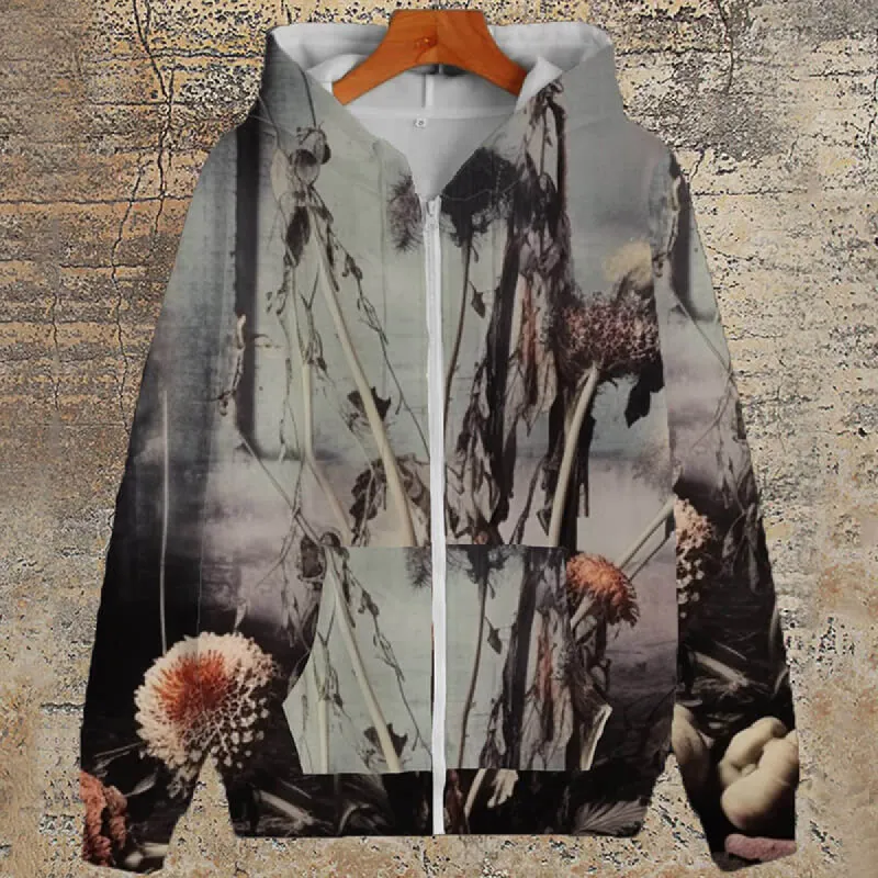 Gothic Flower Ruins Polyester Hoodie Coat sold by GTHIC