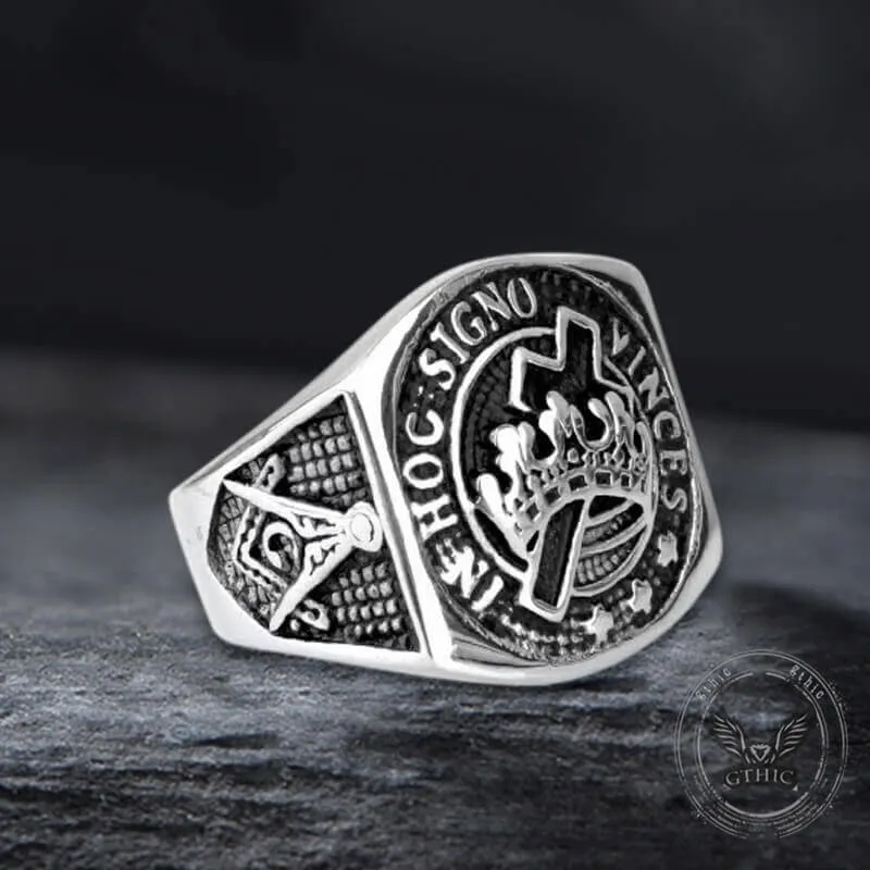 Vintage Crown Cross Stainless Steel Masonic Ring sold by GTHIC product image thumbnail 4