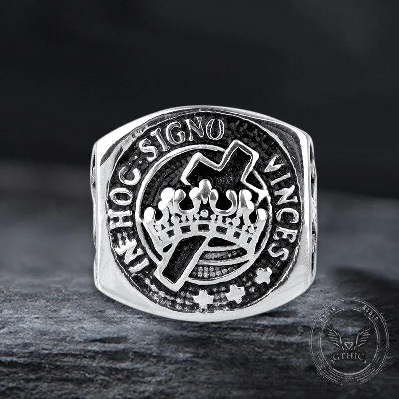 Vintage Crown Cross Stainless Steel Masonic Ring sold by GTHIC product image thumbnail 5