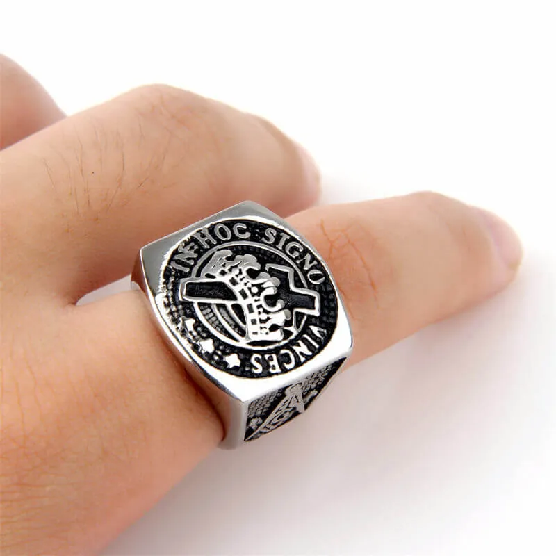 Vintage Crown Cross Stainless Steel Masonic Ring sold by GTHIC product image thumbnail 2