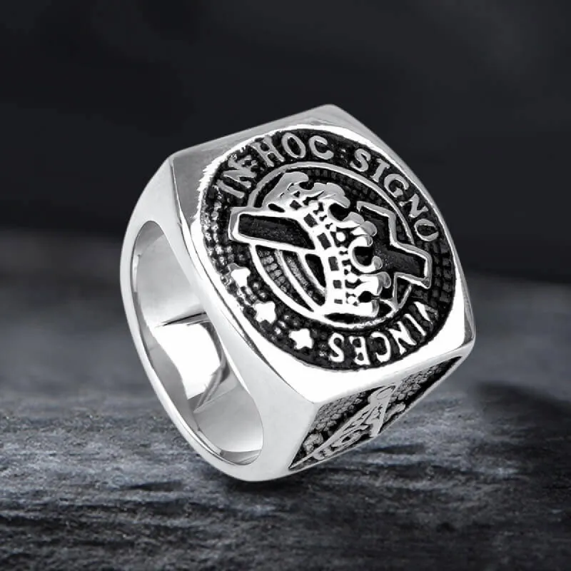 Vintage Crown Cross Stainless Steel Masonic Ring sold by GTHIC