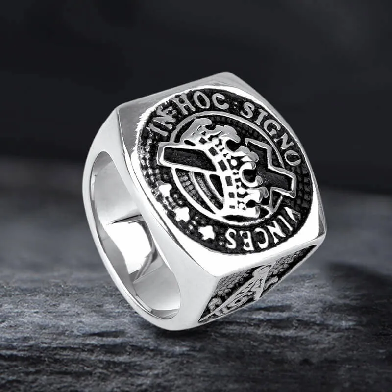 Vintage Crown Cross Stainless Steel Masonic Ring sold by GTHIC